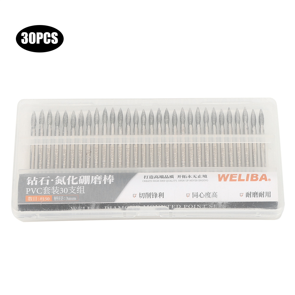 Cnc Bits - 30 Buah Mata Bor Gerinda Berlian