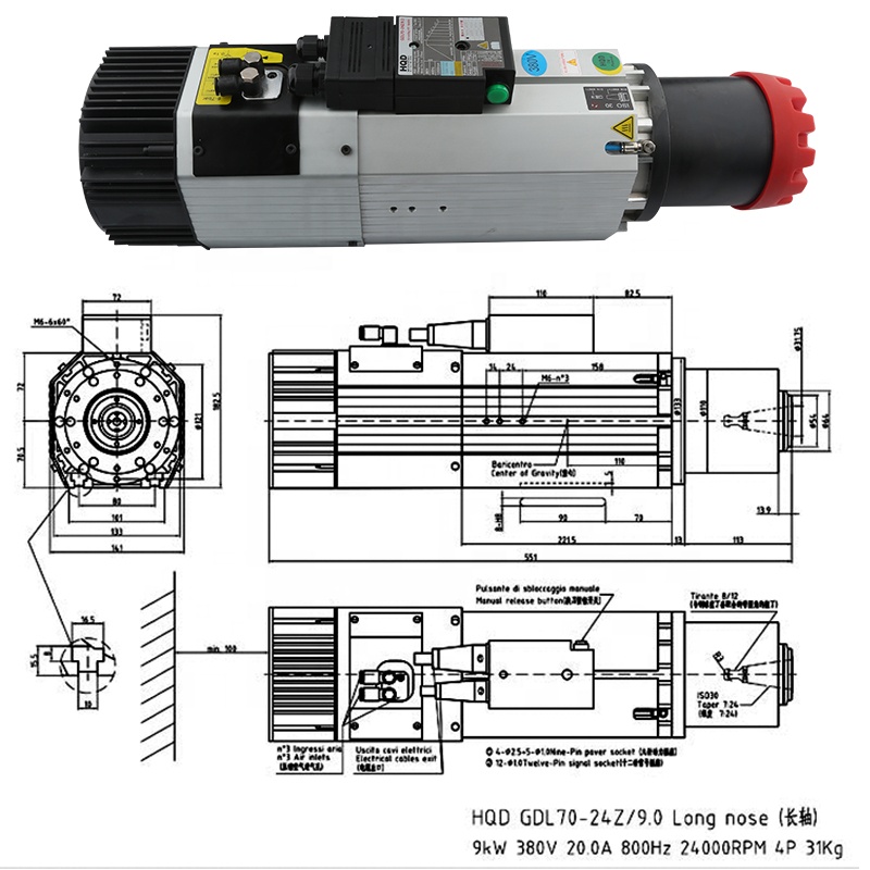 Cnc Router - Motor Spindle HQD 9kw 220v 380v