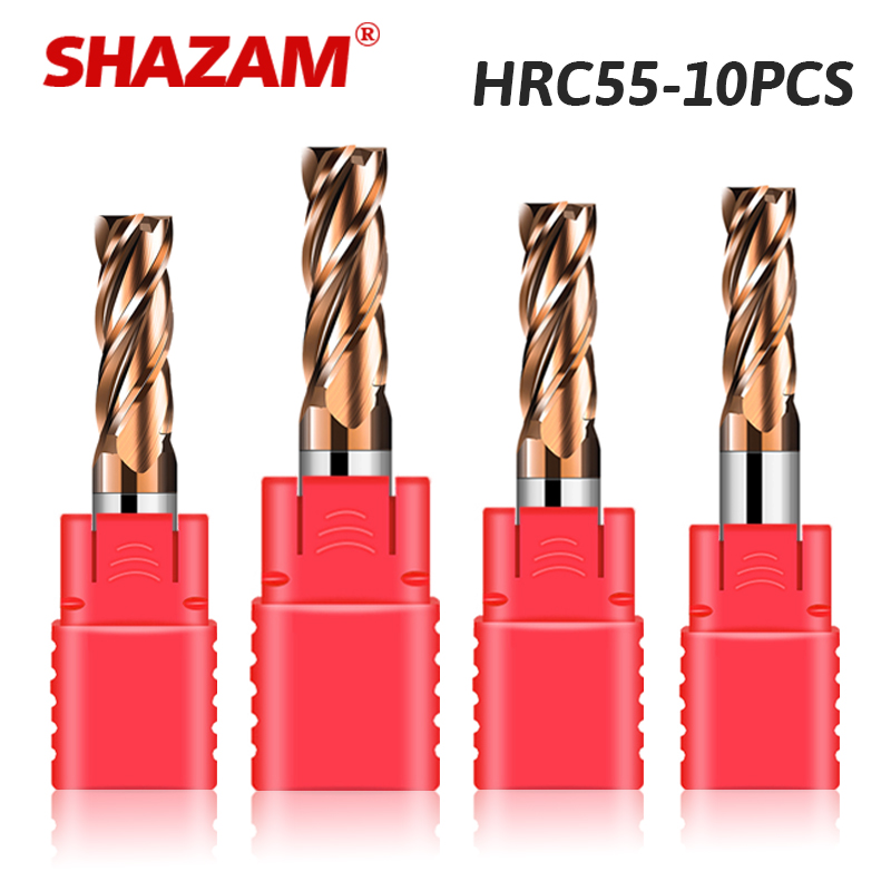 End Mill Set - SHAZAM 4-Shank HRC55 4-Flute pabrik ujung