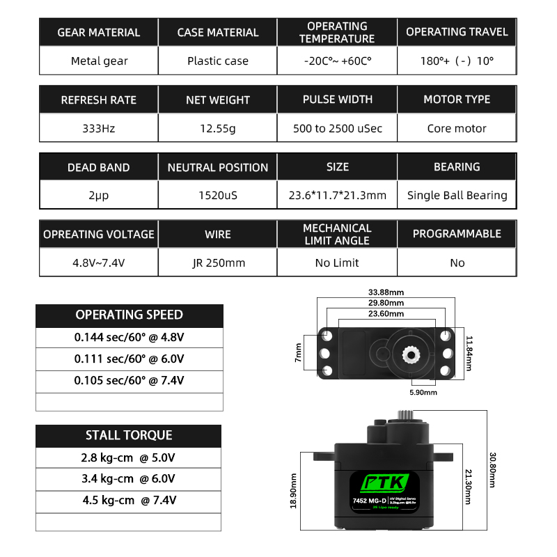 PTK 7452 MG-D 9G Servo Digital - Servo 9G ulasan dan harga